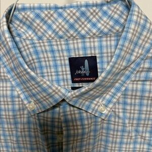 Johnnie-O Light Blue and Gray Checkered Shirt